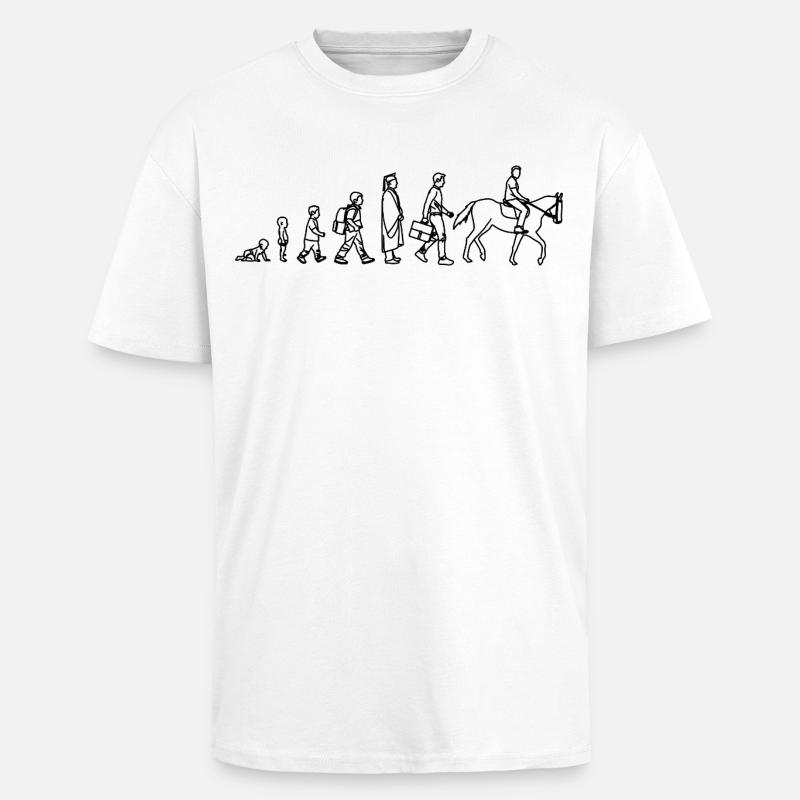 Évolution de l’enfant au cavalier - T-shirt unisexe oversize épais - blanc