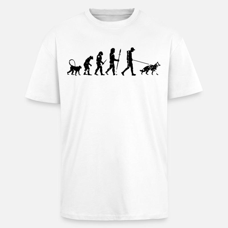 German Shepherd Evolution - Unisex Oversized Heavyweight T-shirt - white