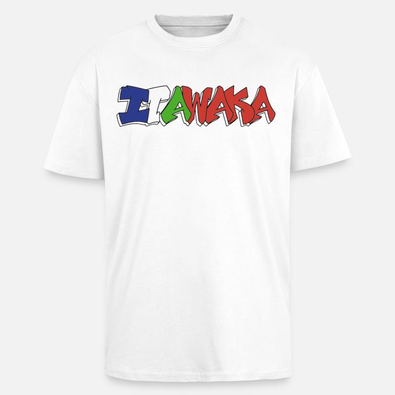 Itawaka - Moluque 4 couleurs - T-shirt unisexe oversize épais - blanc