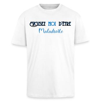Entschuldigung, dass ich ungeschickt bin - Oversized Heavyweight Unisex T-Shirt - Weiß - Vorne - Alina (178cm) & Michal (187cm)