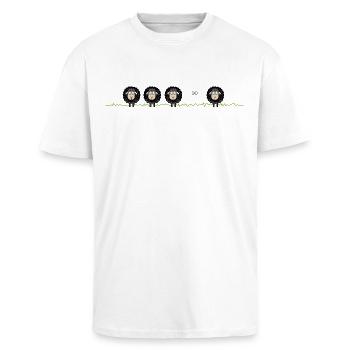 Schwarzes Schaf – Motiv - Oversized Heavyweight Unisex T-Shirt - Weiß - Vorne - Alina (178cm) & Michal (187cm)
