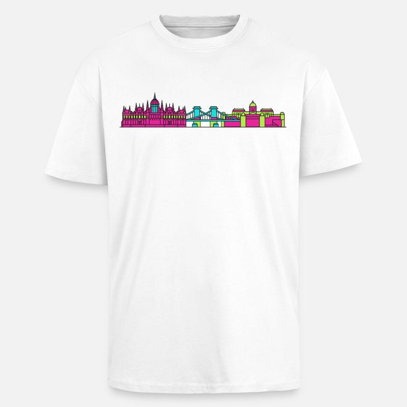 Budapester Stadtskyline-Parlament: Moderne Kunst - Oversized Heavyweight Unisex T-Shirt - Weiß