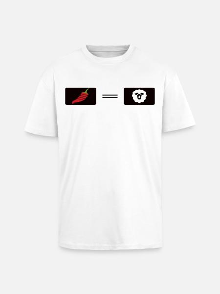 Feuriger Chili-Pfeffer mit Schaf-Design - Oversized Heavyweight Unisex T-Shirt - Weiß