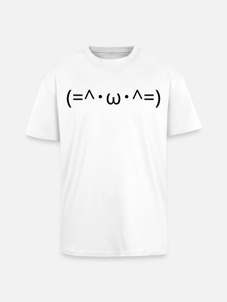 Chats Émote (=^・ω・^=) Chat mignon Kaomoji - T-shirt unisexe oversize épais - blanc