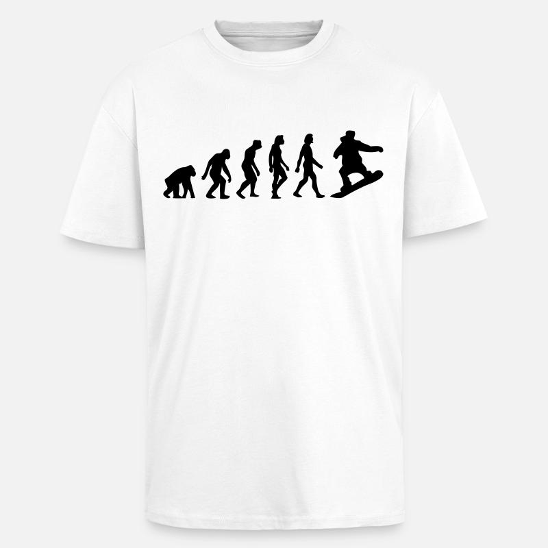 L évolution de Snowboard - T-shirt unisexe oversize épais - blanc