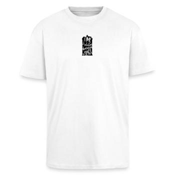 Time and Relative Dimension in Space - Oversized Heavyweight Unisex T-Shirt - Weiß - Vorne - Alina (178cm) & Michal (187cm)