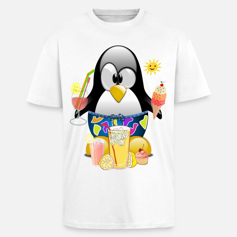 Pinguin, Eiscreme - Oversized Heavyweight Unisex T-Shirt - Weiß