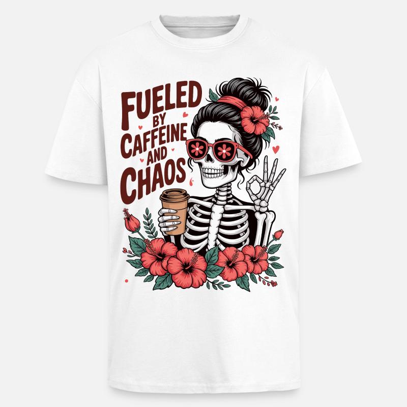 Mutter Koffein Mutter Skelett Kaffee - Oversized Heavyweight Unisex T-Shirt - Weiß