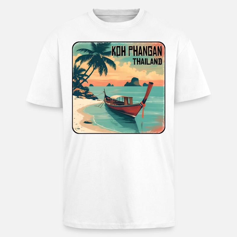 Koh Phangan, Thaïlande - T-shirt unisexe oversize épais - blanc