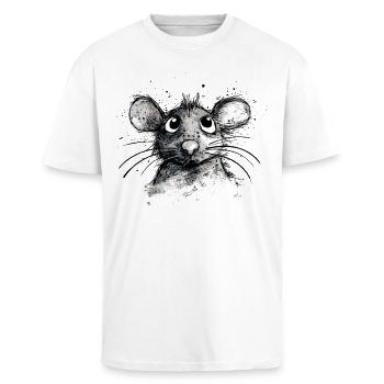 Cartoon Mouse - Unisex Oversized Heavyweight T-shirt - white - Front - Alina (178cm) & Michal (187cm)