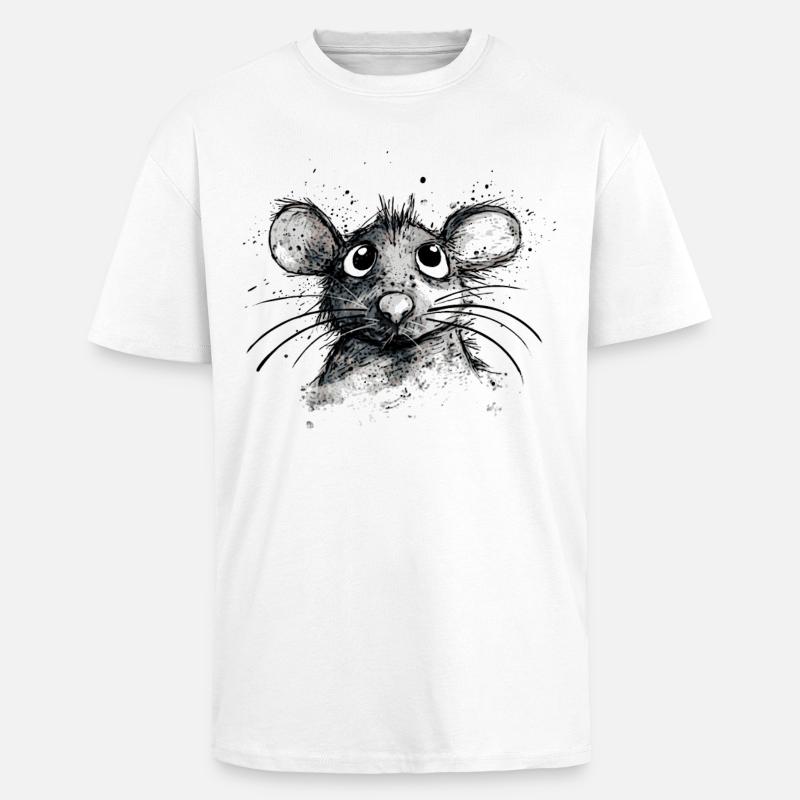 Souris de dessin animé - T-shirt unisexe oversize épais - blanc
