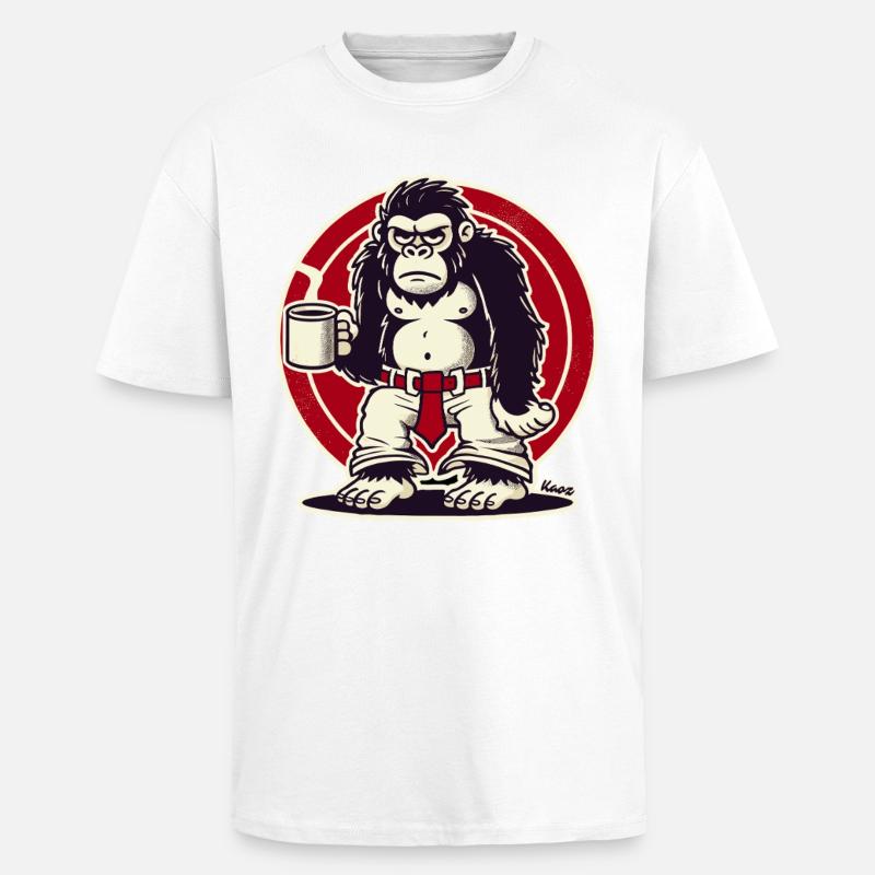 Bad mood affee with coffee - Unisex Oversized Heavyweight T-shirt - white