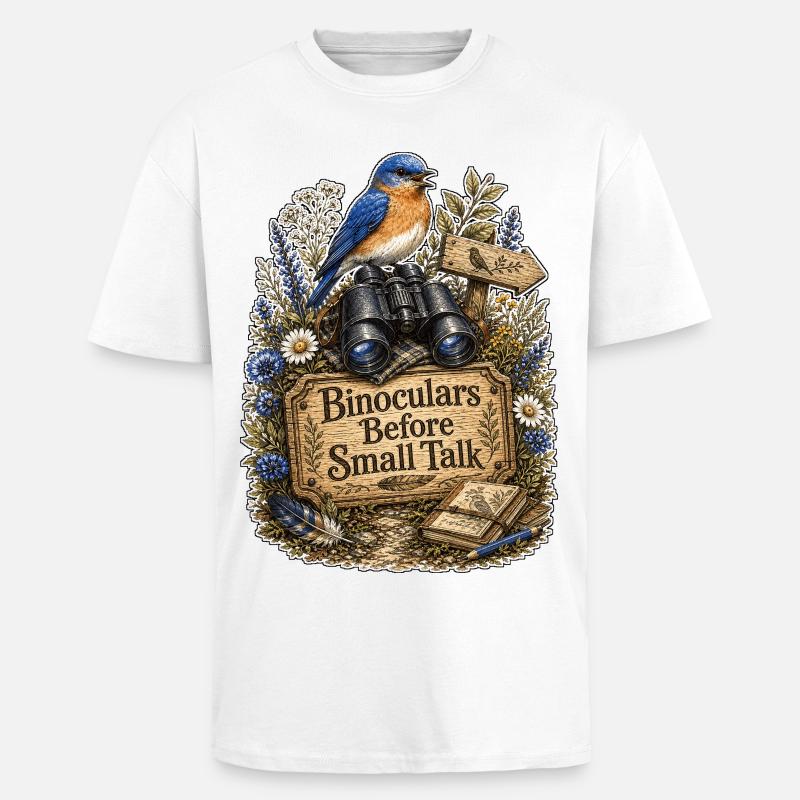 Binoculars Before Small Talk Clouds - Unisex Oversized Heavyweight T-shirt - white