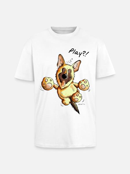 German Shepherd Play - Dog - Dogs - Gift - Unisex Oversized Heavyweight T-shirt - white