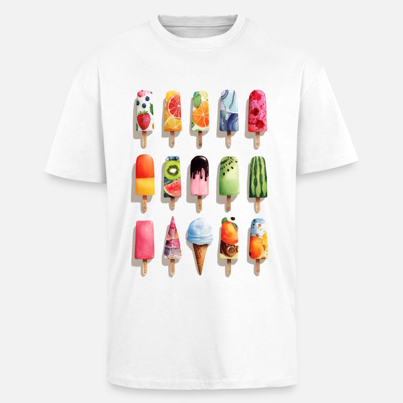 Bunte Eissorten  - Oversized Heavyweight Unisex T-Shirt - Weiß