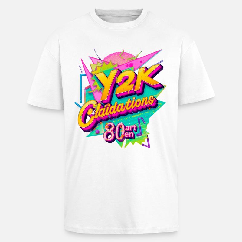 Conception de célébration rétro Y2K - T-shirt unisexe oversize épais - blanc