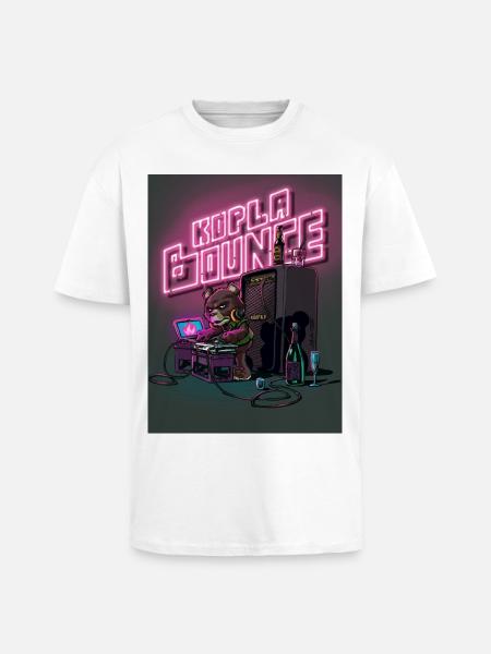 Bear Neon DJ Night - Unisex Oversized Heavyweight T-shirt - white