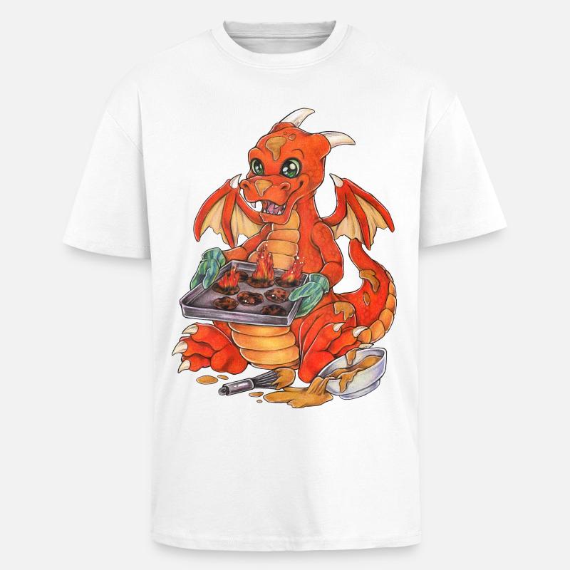 Witziger Drache Plätzchen Backen Weihnachten - Oversized Heavyweight Unisex T-Shirt - Weiß