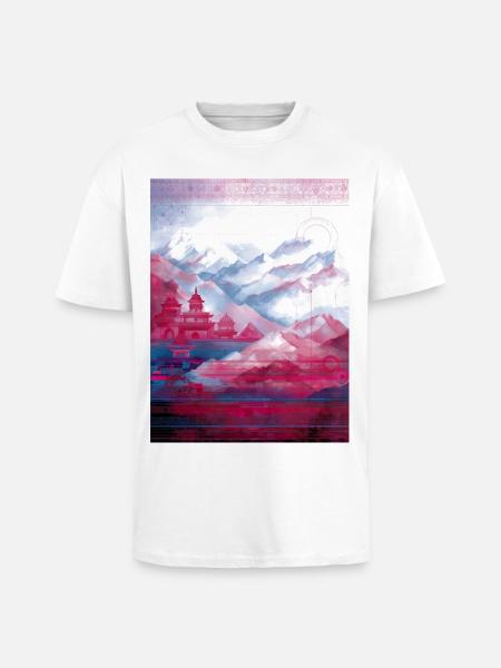 Psy-Art | Tempel im Himalaya - Oversized Heavyweight Unisex T-Shirt - Weiß