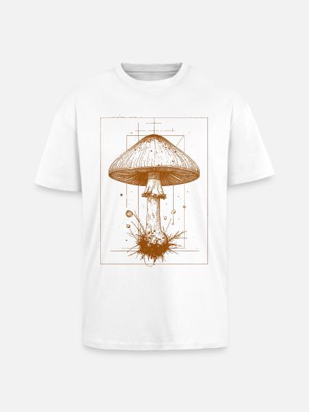 Geometric mushroom in orange - Unisex Oversized Heavyweight T-shirt - white