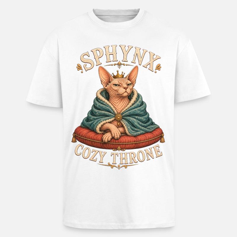SPHYNX COZY THRONE Cat - Unisex Oversized Heavyweight T-shirt - white