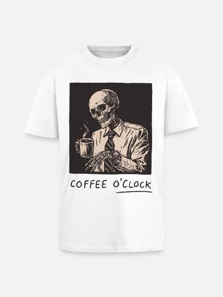 Coffee o'clock - Oversized Heavyweight Unisex T-Shirt - Weiß