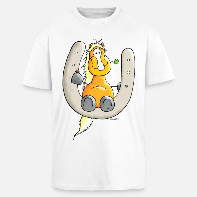 Glückspferd - Pferd - Glück - Oversized Heavyweight Unisex T-Shirt - Weiß