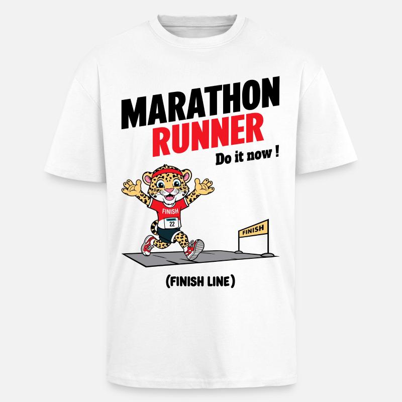 Leopard Marathon Läufer - Oversized Heavyweight Unisex T-Shirt - Weiß