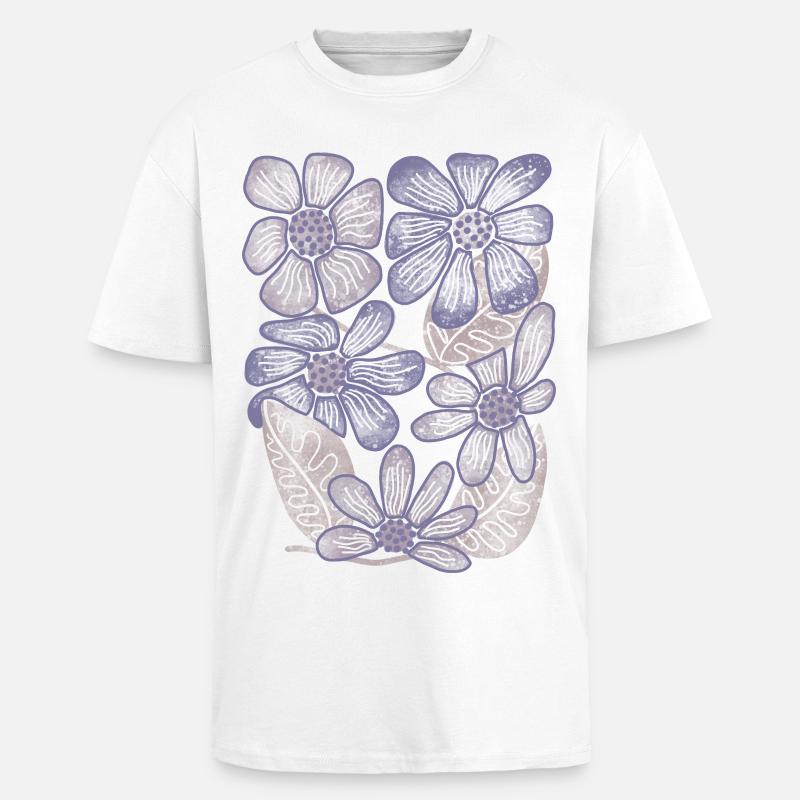 Lavender Bloom Blumenmuster - Oversized Heavyweight Unisex T-Shirt - Weiß