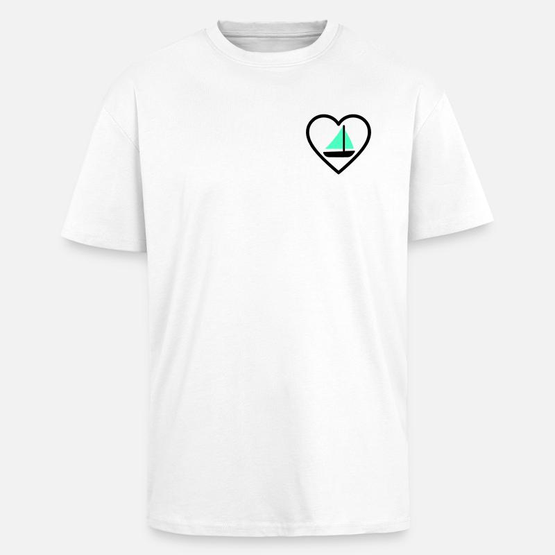Cuore Vela – Passione Navigazione - T-shirt unisexe oversize épais - blanc
