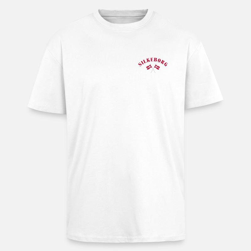 Silkeborg Danemark Drapeaux Design - T-shirt unisexe oversize épais - blanc