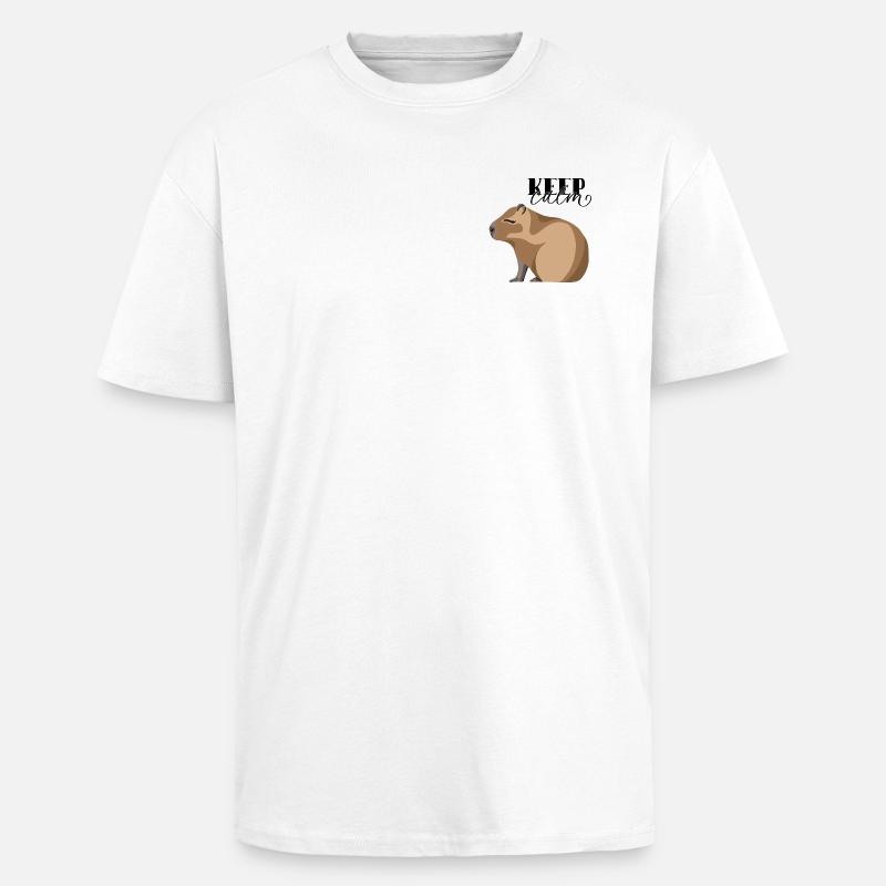 Keep Calm Capybara - Oversized Heavyweight Unisex T-Shirt - Weiß