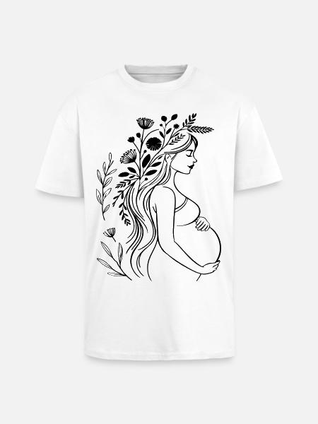 Schwangere Frau - Boho, personalisierbar - Oversized Heavyweight Unisex T-Shirt - Weiß