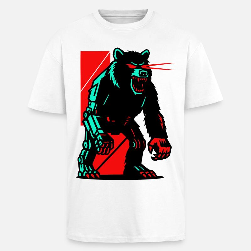Mecha Techno Bär - Oversized Heavyweight Unisex T-Shirt - Weiß