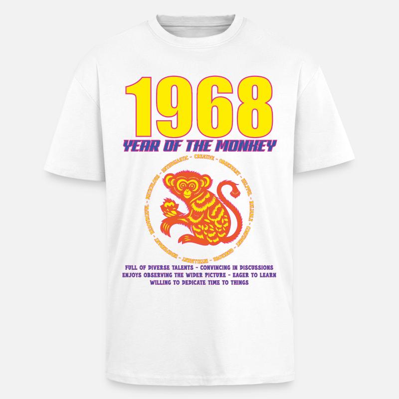 1968_MONKEY_fluor - Oversized Heavyweight Unisex T-Shirt - Weiß