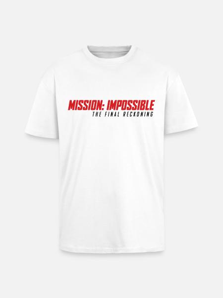Mission Impossible The Final Reckoning Logo In Red - Unisex Oversized Heavyweight T-shirt - white