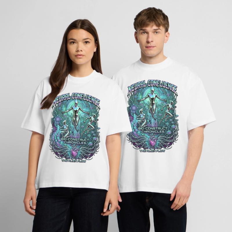 Neural Confluence Bio-Construct Chronicles Unisex Oversized Heavyweight T-shirt