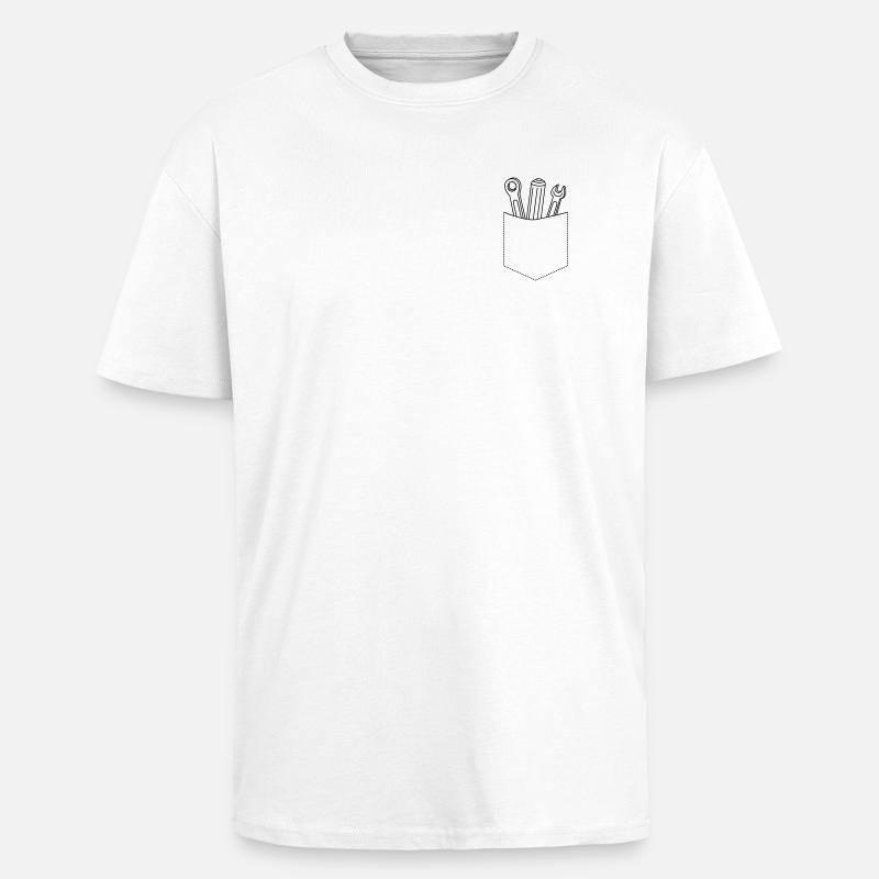 Poche de poitrine de clé - T-shirt unisexe oversize épais - blanc