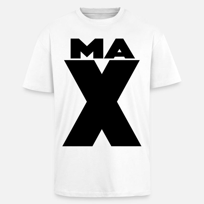 Max X – Minimal Name Design - Oversized Heavyweight Unisex T-Shirt - Weiß