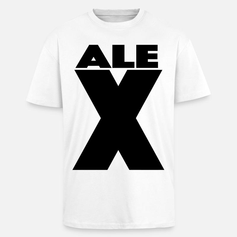 Alex X – Minimal Name Design - Oversized Heavyweight Unisex T-Shirt - Weiß