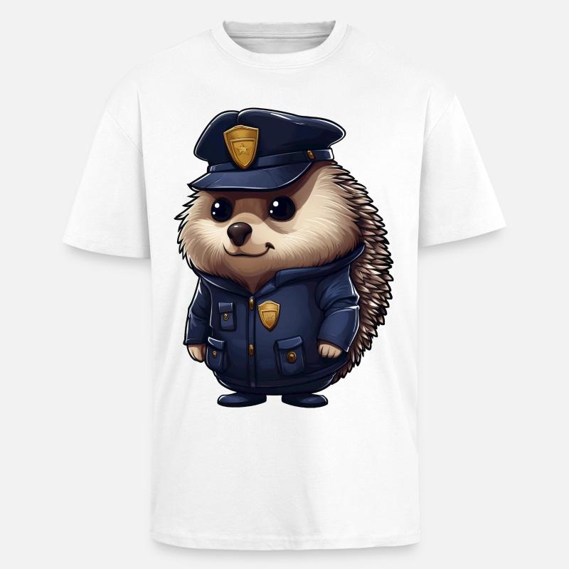 Igel Polizei - Oversized Heavyweight Unisex T-Shirt - Weiß