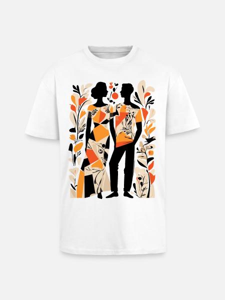 Abstract Art Man and Woman - Unisex Oversized Heavyweight T-shirt - white
