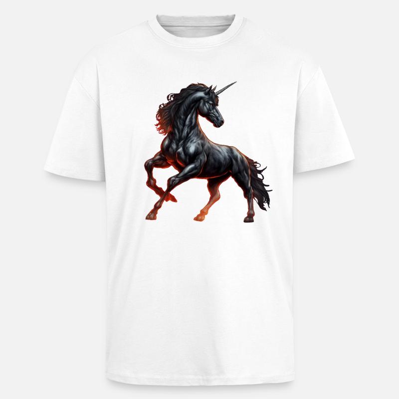 Das mächtige schwarze Einhorn - Oversized Heavyweight Unisex T-Shirt - Weiß