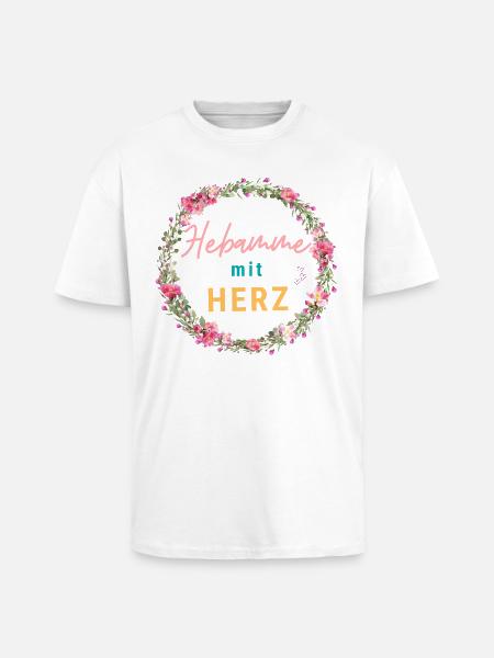 Hebamme mit Herz - personalisierbares Design - Oversized Heavyweight Unisex T-Shirt - Weiß