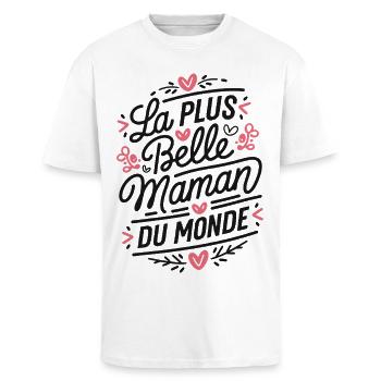 La plus belle Maman du Monde - T-shirt unisexe oversize épais - blanc - Devant - Alina (178cm) & Michal (187cm)
