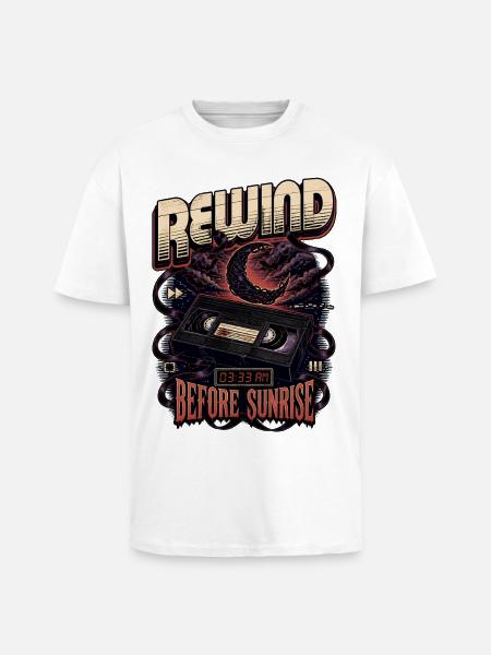 Rewind Before Sunrise Cassette - Unisex Oversized Heavyweight T-shirt - white