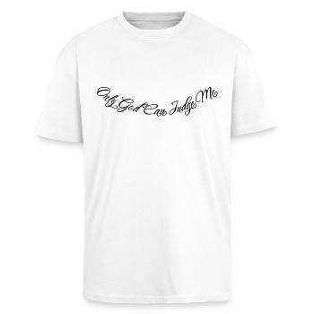 Only God Can Judge Me - Unisex Oversized Heavyweight T-shirt - white - Front - Alina (178cm) & Michal (187cm)