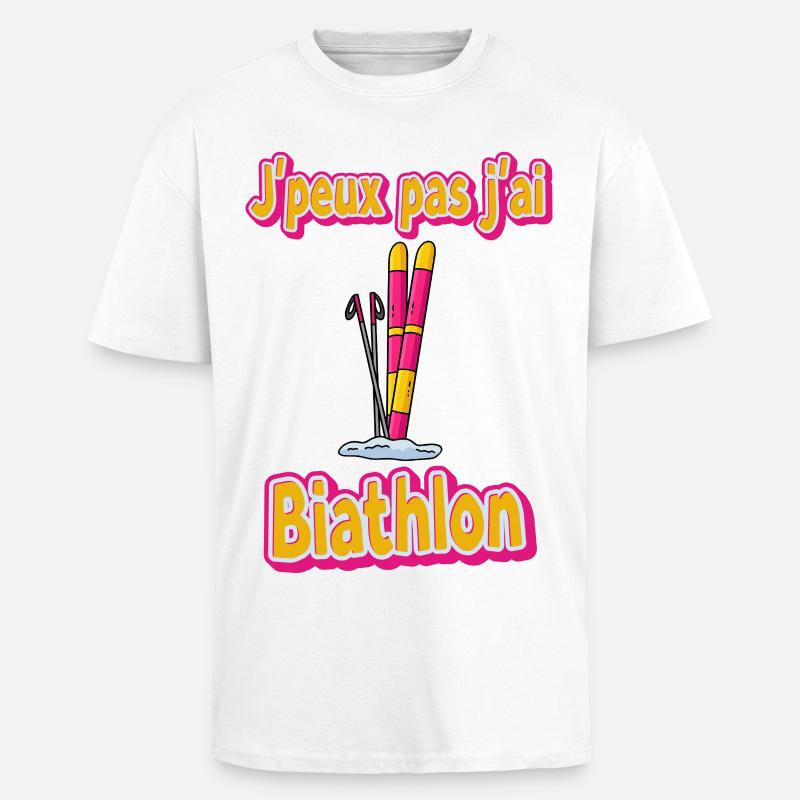 Humorvolles Statement eines Biathlon-Athleten - Oversized Heavyweight Unisex T-Shirt - Weiß