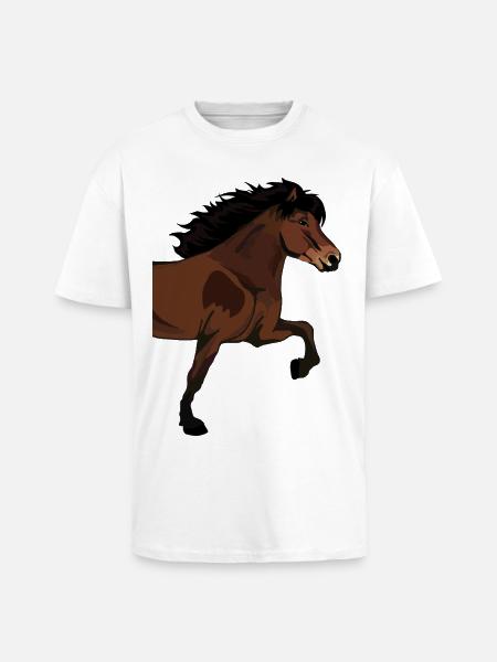 Big Side-Tölter Islandpferd – Brauner - Oversized Heavyweight Unisex T-Shirt - Weiß