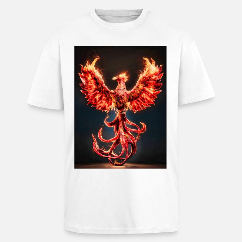 Phoenix Firecrest Burst - Unisex Oversized Heavyweight T-shirt - white
